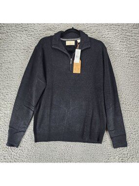 Weatherproof Sweater Mens Medium Black Knit Long Sleeve Pullover 1/4 Zip*NWT*